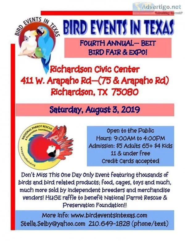 Bird Events in Texas Richardson Exotic Bird Fair