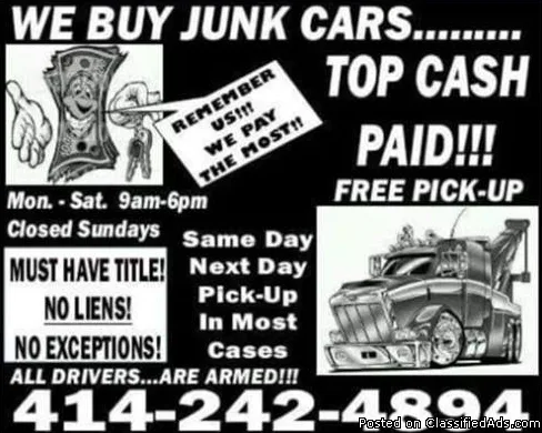 We buy junk cars 414-242-4894
