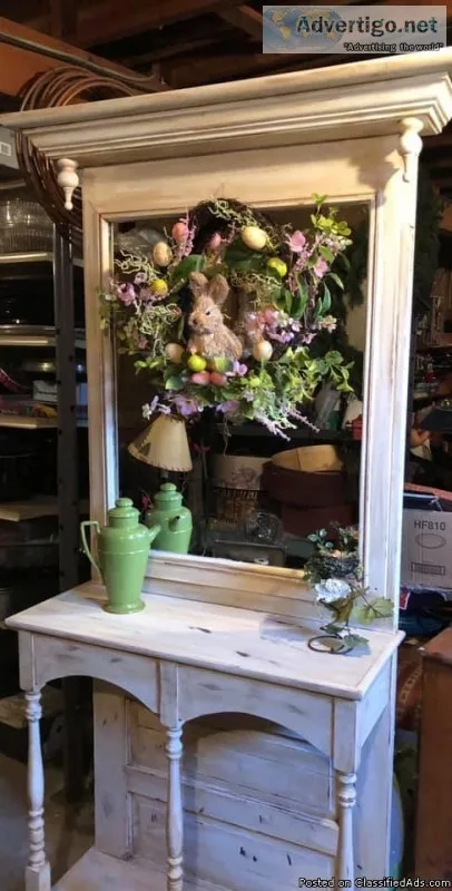 Repurposed door mirror shelf unit
