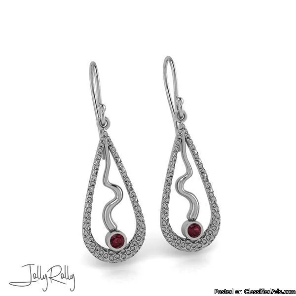 Garnet Snake Silver Earrings and Studs by JollyRolly