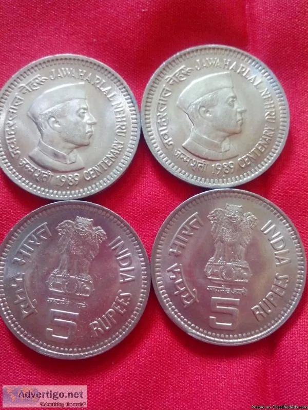 Five ruppes j.nehru old indian coin sell