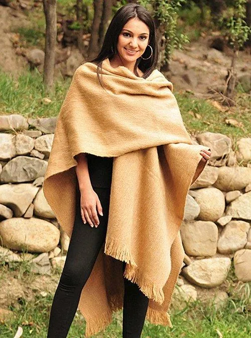 Suri Alpaca Ruana Wrap Shawl Beautiful Caramel 115