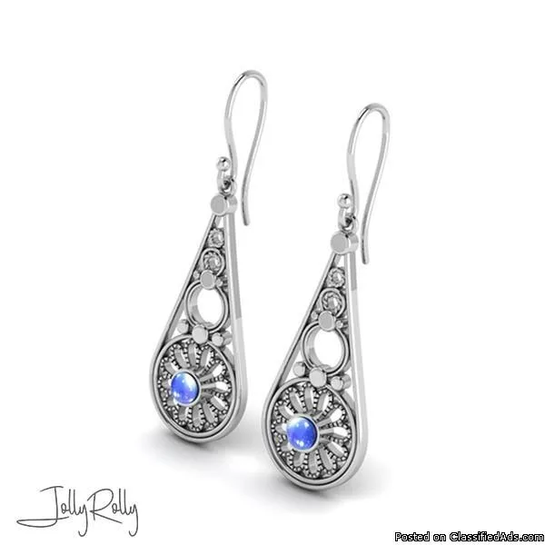 Moonstone Alpana Silver Earrings and Studs by JollyRolly