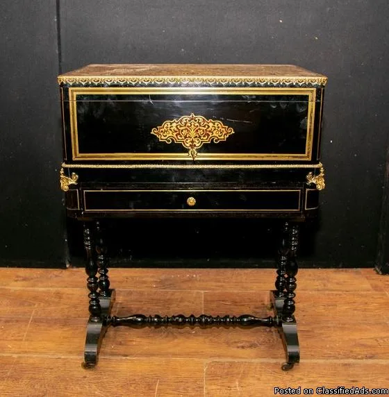 Boulle Desk Antique Circa 1880 - Work Box by Sormani Paris