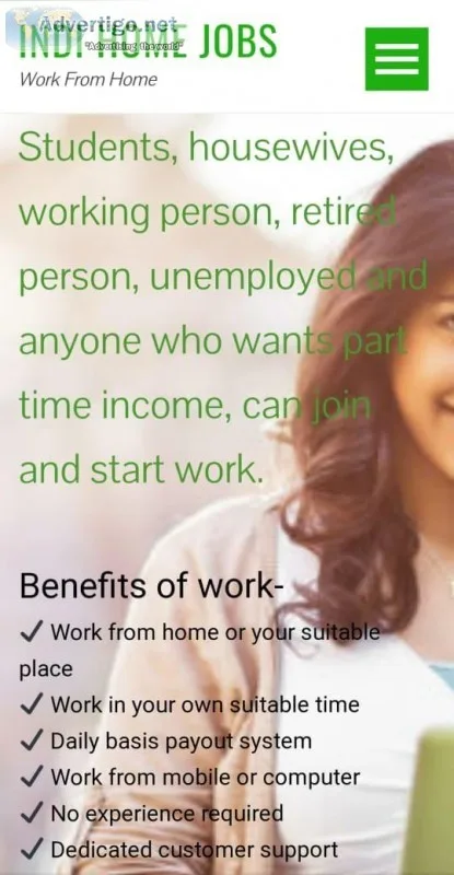 Home part time work job for male female