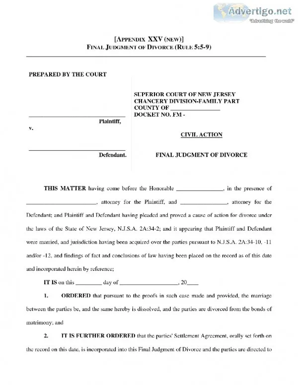APOSTILLED NJ DIVORCE DECREE SPANISH TRANSLATIONS