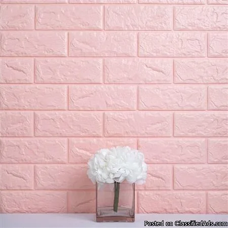58 Sq. Ft Blush Pink 3D Faux Foam Bricks Self-adhesive Waterproo