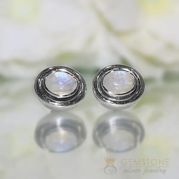 Moonstone Studs - Striking Portrait - GSJ