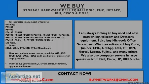  WE BUY  WE BUY USED and NEW CISCO EMC NETAPP INTEL BROCADE JUNI