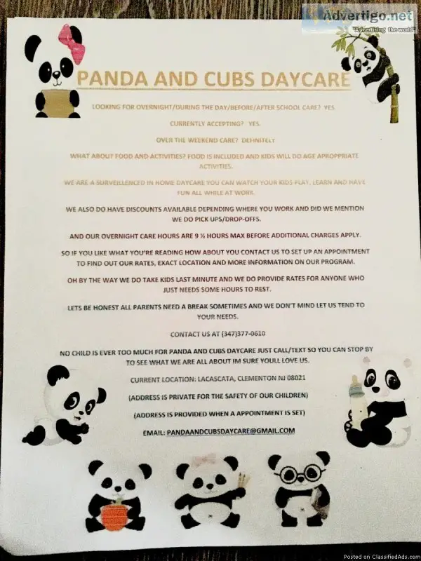 Panda and Cubs Daycare