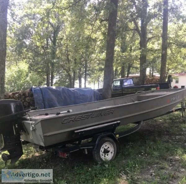 16 ft crestliner 20hp motor and trailer