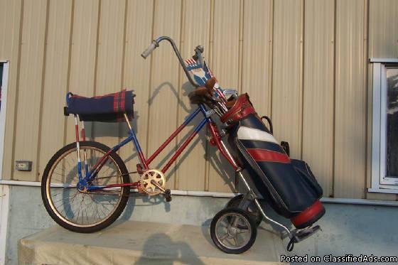 Red White Blue Golf Bag Bike -Christopher Metcalfe Creations