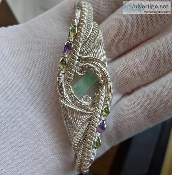 &quotEquinox&quot Silver Tourmaline Peridot and Amethyst Pendant