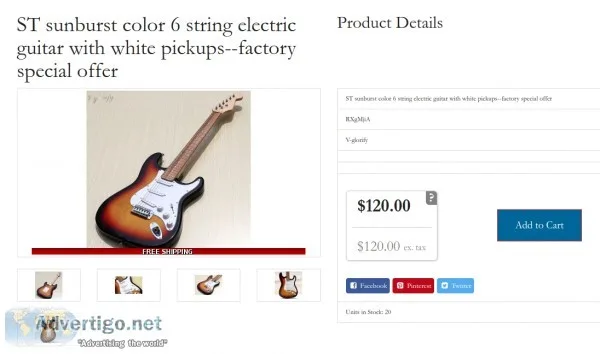 ST sunburst color 6 string electric guitar