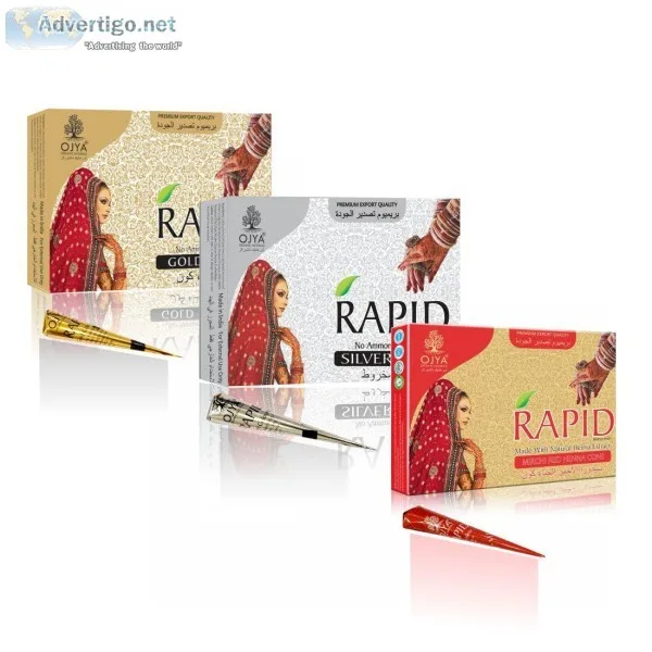 Buy Online Natural Henna Cones - Sliver Gold and Mirchi Red Colo
