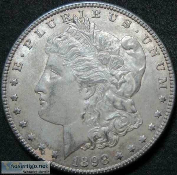 1898 - S AUUNC Morgan Dollar SCARCE KEY DATE US Silver Coin 1 