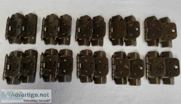 ANTIQUE BRASS 3&quot SEMI WRAP OVERLAY CABINET HINGES-SET OF 2-1