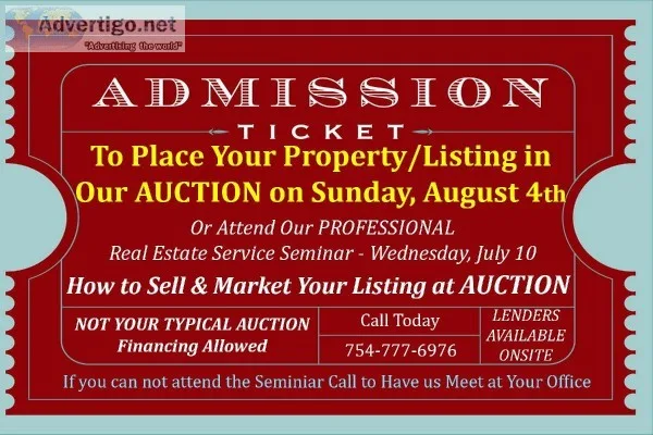 PLACE YOUR LISTINGPROPERTY IN OUR AUCTION