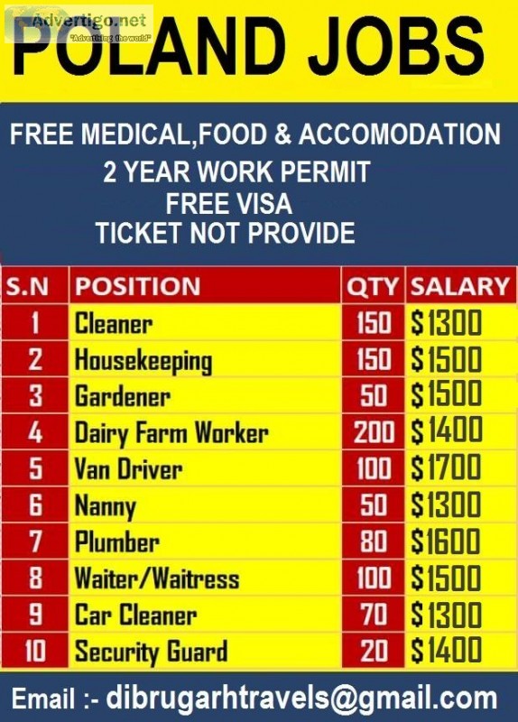 Urgent Hotel Job in Poland Abroad
