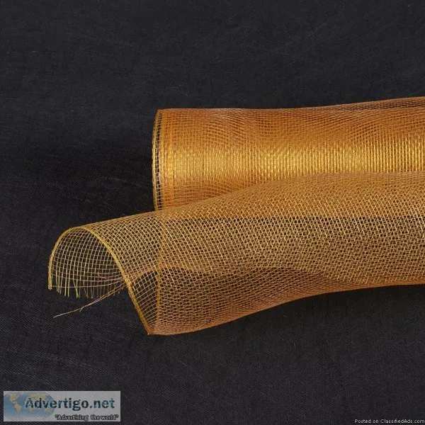 10 Inch x 10 Yards Old Gold Floral Mesh Wrap Solid Color