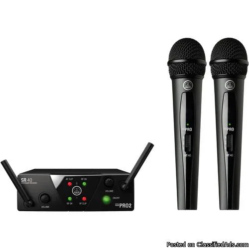 AKG WMS40 Mini2 Dual Wireless Mic System wCase MINT CONDITION