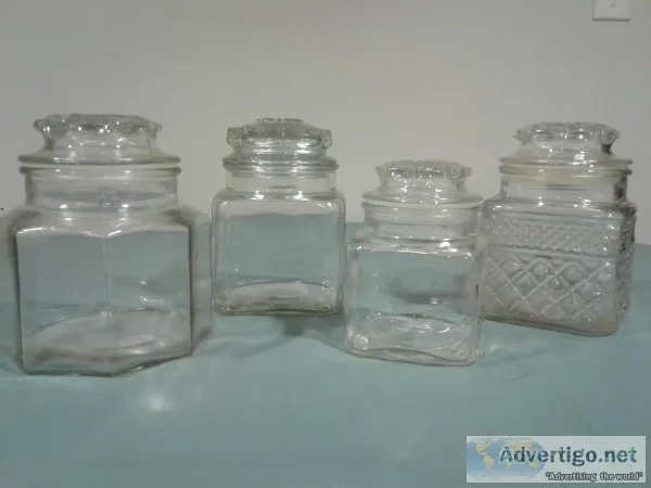 APOTHECARY STORAGE JAR CANISTERS W LIDS-4