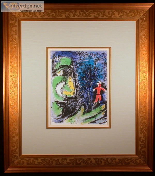 Profile With Red Child Original Lithograph by Marc Chagall