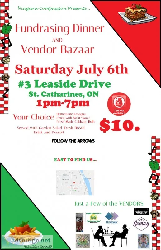 Vendors bazarr and lasagna dinner