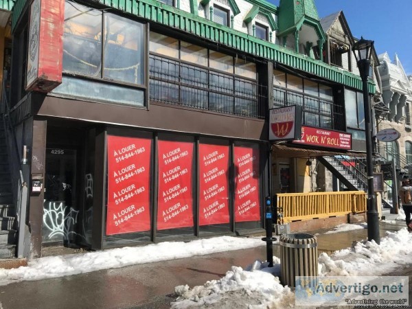 1458 and 1800 sqft space for rent on St-Denis Plateau-Mont-Royal