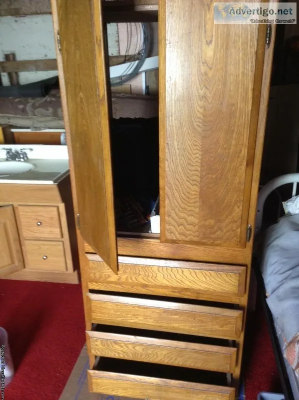 Oak storage cabinet