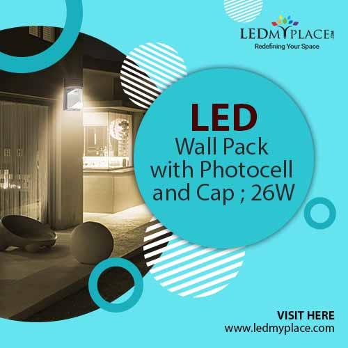 Get this 1-Pack LED Wall Pack with Photocell and Cap - 26W 5700K