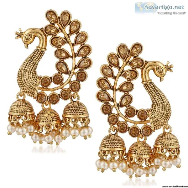 MEENAZ Gold Plated Brass Earrings for Women
