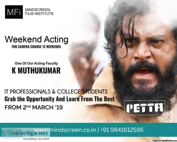 WEEKEND ACTING FOR CAMERA COURSE - 12 WEEKENDS From Saturday 2nd