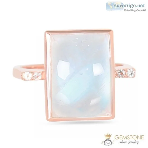 14K ROSE GOLD VERMEIL MOONSTONE RING - ESSENCE