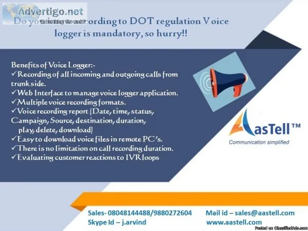 Do you know according to DOT regulation Voice logger is mandator