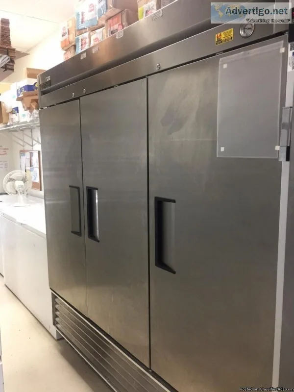 True Three Section Reach-In Freezer with 3 Solid Doors