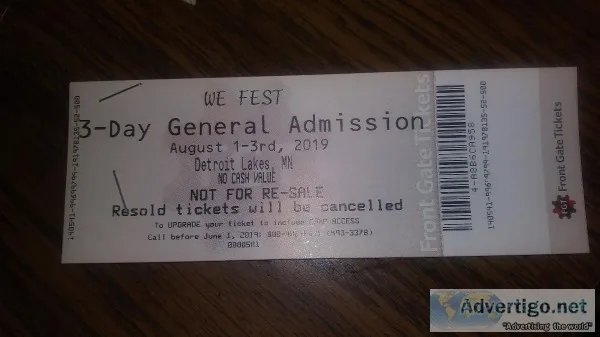 3 Day WE Fest General Admission Pass