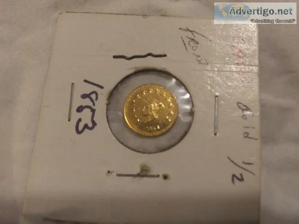 1853 Calif. Gold half with bear.