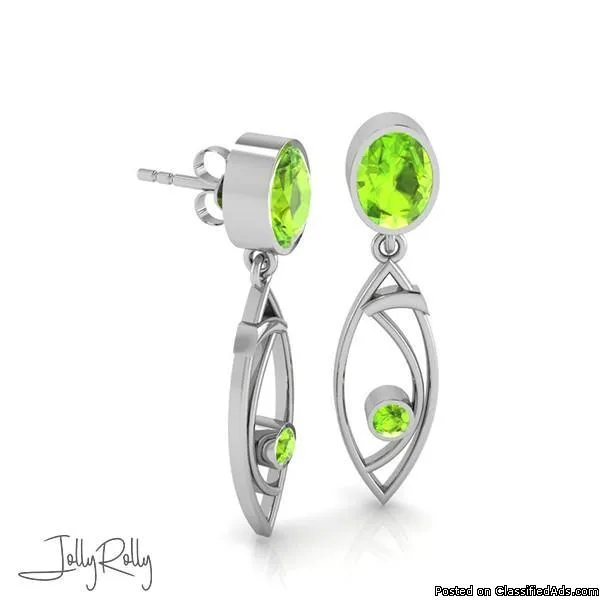 Peridot Eyes Silver Earrings and Studs by JollyRolly