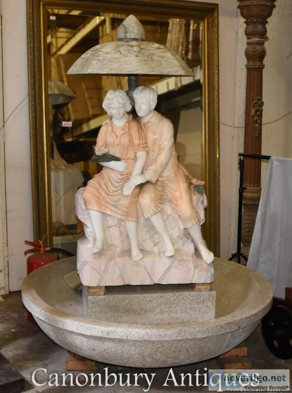Lifesize Marble Lovers Statue - Hand Carved Garden Water Feature