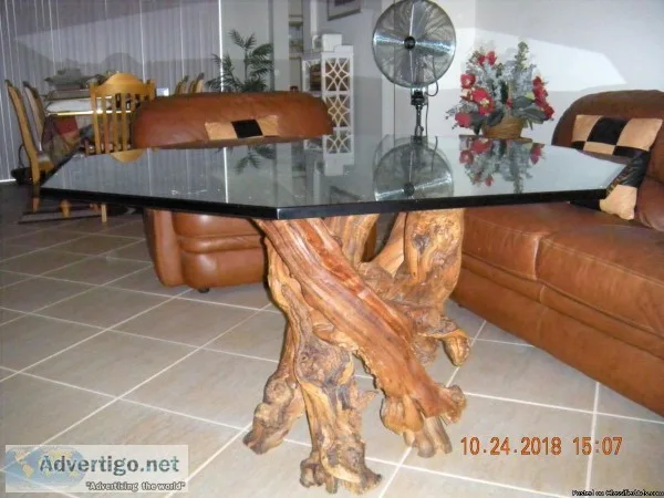 Stunning Driftwood And Glass Table.
