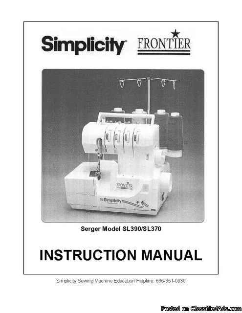 Simplicity Easy Lock SL370 Serger Sewing Machine Manual