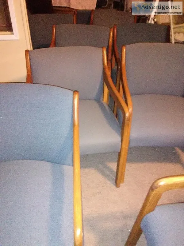 CHAIRS BLUE FABRIC AND WOOD
