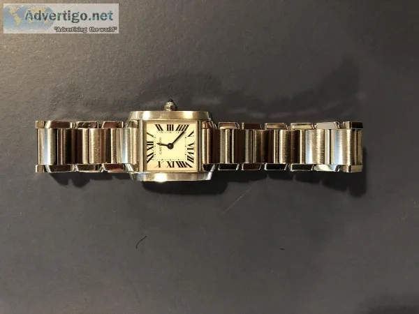 CARTIER TANK FRANCAISE PM ACIER QTZ CAD BLANC