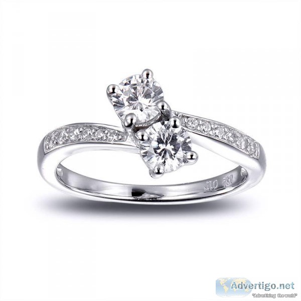 Buy 925 Pure Silver Two solitaire ring at ornate jewels