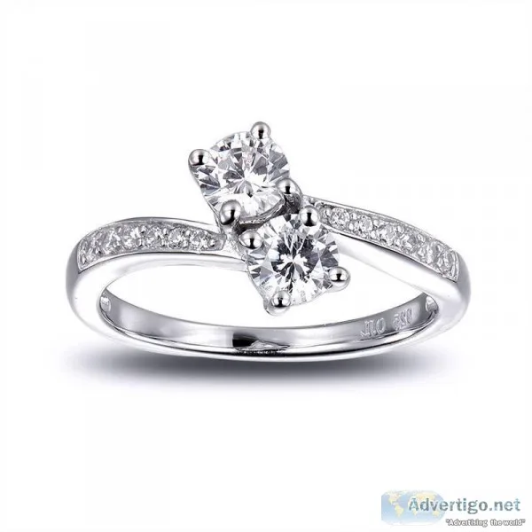 Buy 925 Pure Silver Two solitaire ring at ornate jewels