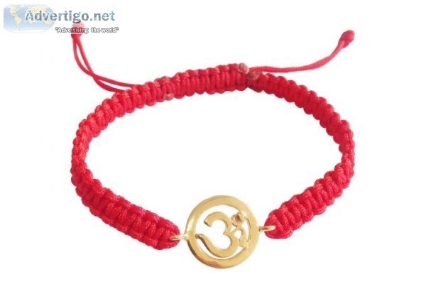 Gold Plated Silver Om Rakhi