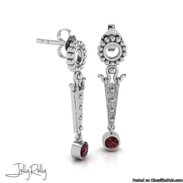 Garnet Blade Silver Earrings and Studs by JollyRolly