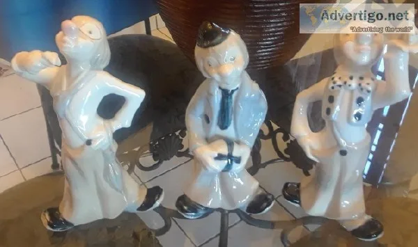 Set of 3 Porcelain Clowns Figurines -Tenora Valencia