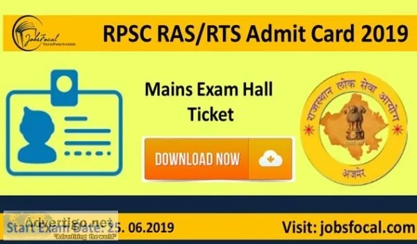 RPSC RASRTS Admit Card 2019 &ndash20 Mains Exam Hall Ticket Down